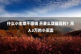 什么小生意不赚钱 开甚么店最赢利？月入2万的小买卖