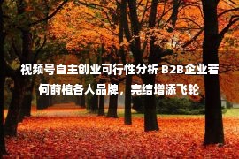 视频号自主创业可行性分析 B2B企业若何莳植各人品牌，完结增添飞轮