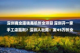 深圳商业赚钱商机创业项目 深圳开一家手工店赢利？深圳人社局：发45万创业贴补