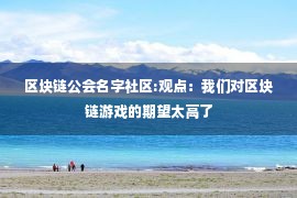 区块链公会名字社区:观点：我们对区块链游戏的期望太高了