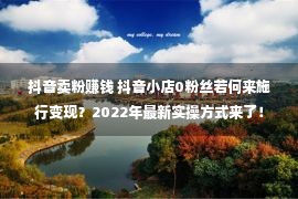 抖音卖粉赚钱 抖音小店0粉丝若何来施行变现？2022年最新实操方式来了！