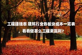 工程赚钱率 建筑行业各板块成本一览表，看看做甚么工程更赢利？