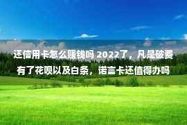 还信用卡怎么赚钱吗 2022了，凡是破费有了花呗以及白条，诺言卡还值得办吗？