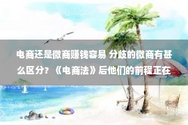 电商还是微商赚钱容易 分歧的微商有甚么区分？《电商法》后他们的前程正在何处？