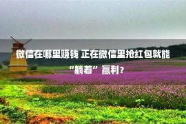 微信在哪里赚钱 正在微信里抢红包就能“躺着”赢利？