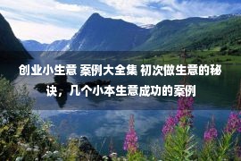 创业小生意 案例大全集 初次做生意的秘诀，几个小本生意成功的案例