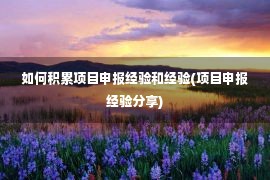 如何积累项目申报经验和经验(项目申报经验分享)