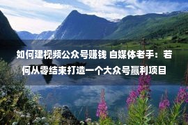 如何建视频公众号赚钱 自媒体老手：若何从零结束打造一个大众号赢利项目