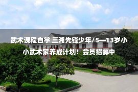 武术课程自学 三湘先锋少年/5—13岁小小武术家养成计划！会员招募中