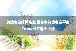 跨境电商招聘店主 拼多多跨境电商平台Temu已在非洲上线