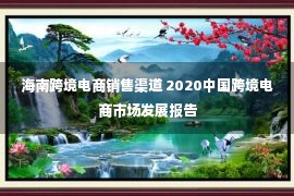 海南跨境电商销售渠道 2020中国跨境电商市场发展报告