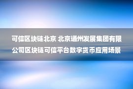 可信区块链北京 北京通州发展集团有限公司区块链可信平台数字货币应用场景建设公开招标公告