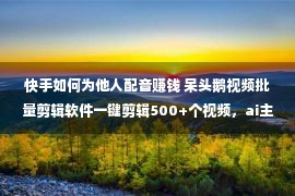 快手如何为他人配音赚钱 呆头鹅视频批量剪辑软件一键剪辑500+个视频，ai主动分解原创视频