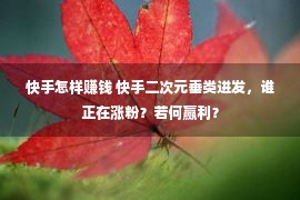 快手怎样赚钱 快手二次元垂类迸发，谁正在涨粉？若何赢利？