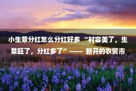 小生意分红怎么分红好多 “村容美了，生意旺了，分红多了”——  新开的农贸市场里话收益