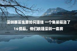 深圳暴富生意如何赚钱 一个集装箱涨了16倍后，他们躺赚深圳一套房