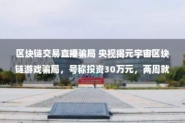 区块链交易直播骗局 央视揭元宇宙区块链游戏骗局，号称投资30万元，两周就能赚14万元