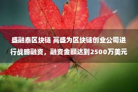 盛融泰区块链 高盛为区块链创业公司进行战略融资，融资金额达到2500万美元