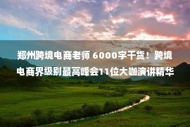 郑州跨境电商老师 6000字干货！跨境电商界级别最高峰会11位大咖演讲精华独家放送