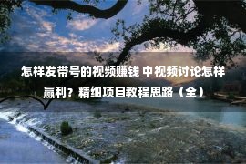 怎样发带号的视频赚钱 中视频讨论怎样赢利？精细项目教程思路（全）