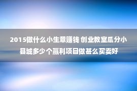 2015做什么小生意赚钱 创业教室瓜分小县城多少个赢利项目做甚么买卖好