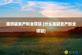 提供轻资产创业项目 (什么是轻资产创业项目)