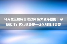 乌克兰区块链管理政务 伟大变革案例丨宇链科技：区块链软硬一体化创新社会管理和服务模式