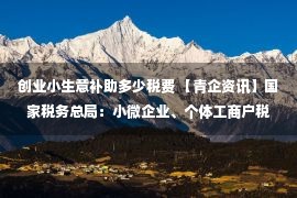 创业小生意补助多少税费 【青企资讯】国家税务总局：小微企业、个体工商户税费优惠政策指引