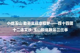 小吃玉山 勤劳实现幸福梦——四十四团十二连艾沙·玉山脱贫致富二三事