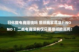 日化做电商赚钱吗 鲁班商家危急？NO NO ！二类电商没有仅只要鲁班能赢利！