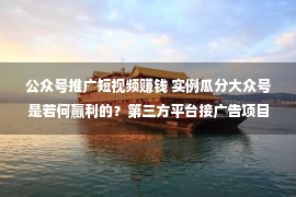 公众号推广短视频赚钱 实例瓜分大众号是若何赢利的？第三方平台接广告项目