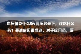 血压低吃什么好:高压老是下，该吃什么药？弄清病因很急迫，对于症用药，落压效验差