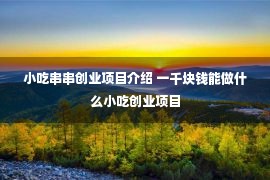 小吃串串创业项目介绍 一千块钱能做什么小吃创业项目