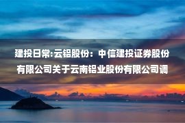 建投日常:云铝股份：中信建投证券股份有限公司关于云南铝业股份有限公司调整2022年度日常关联交易预计金额的专项核查意见