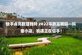 快手点亮能赚钱吗 2022年致富明码—抖音小店，机遇正在你手！