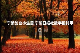 宁波创业小生意 宁波日报社数字报刊平台