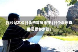 视频号怎么开翡翠直播赚钱 (开个翡翠直播间要多少钱)