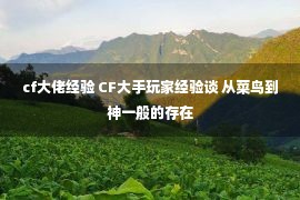 cf大佬经验 CF大手玩家经验谈 从菜鸟到神一般的存在