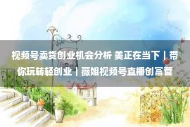 视频号卖货创业机会分析 美正在当下｜带你玩转轻创业｜薇姐视频号直播创富营