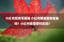 小红书视频号赚钱 小红书播放量有收益吗？小红书经营若何变现？