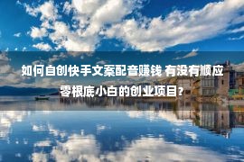 如何自创快手文案配音赚钱 有没有顺应零根底小白的创业项目？