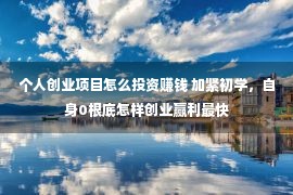 个人创业项目怎么投资赚钱 加紧初学，自身0根底怎样创业赢利最快