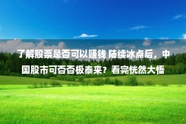 了解股票是否可以赚钱 陆续冰点后，中国股市可否否极泰来？看完恍然大悟