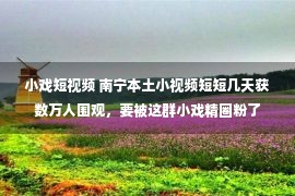 小戏短视频 南宁本土小视频短短几天获数万人围观，要被这群小戏精圈粉了