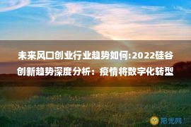 未来风口创业行业趋势如何:2022硅谷创新趋势深度分析：疫情将数字化转型提速十年，创企面临“幸存者游戏”