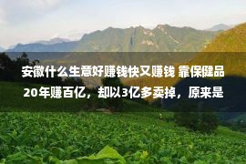 安徽什么生意好赚钱快又赚钱 靠保健品20年赚百亿，却以3亿多卖掉，原来是找到了更赚钱的生意