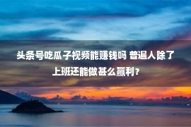 头条号吃瓜子视频能赚钱吗 普遍人除了上班还能做甚么赢利？