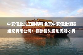 中安信业员工赚钱吗 北京中安信业保障经纪有限公司：薪酬甜头编制何如才有排斥力？