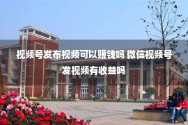 视频号发布视频可以赚钱吗 微信视频号发视频有收益吗