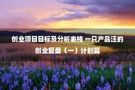 创业项目目标及分析表格 一只产品汪的创业复盘（一）计划篇